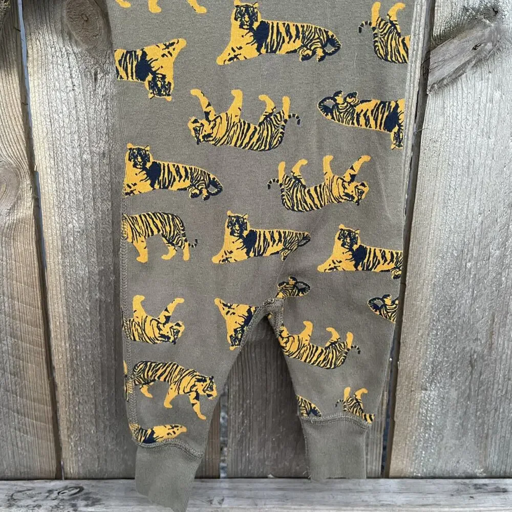 Hanna Andersson Pajamas Tiger Big Cat Zip Sleeper Infant‎ Size 0-3 Months 50